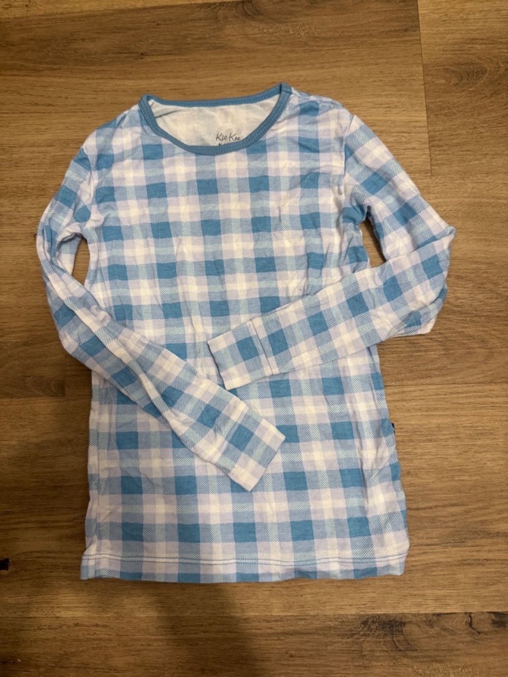 Kickee Pants Light Blue & White Plaid Long Sleeve Top